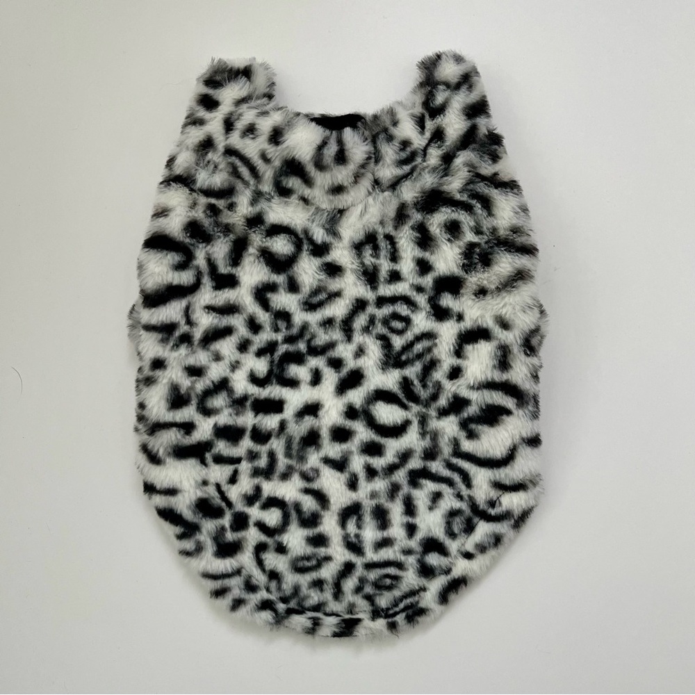 Rachel Zoe Black & White Faux Fur Leopard Pet Jacket